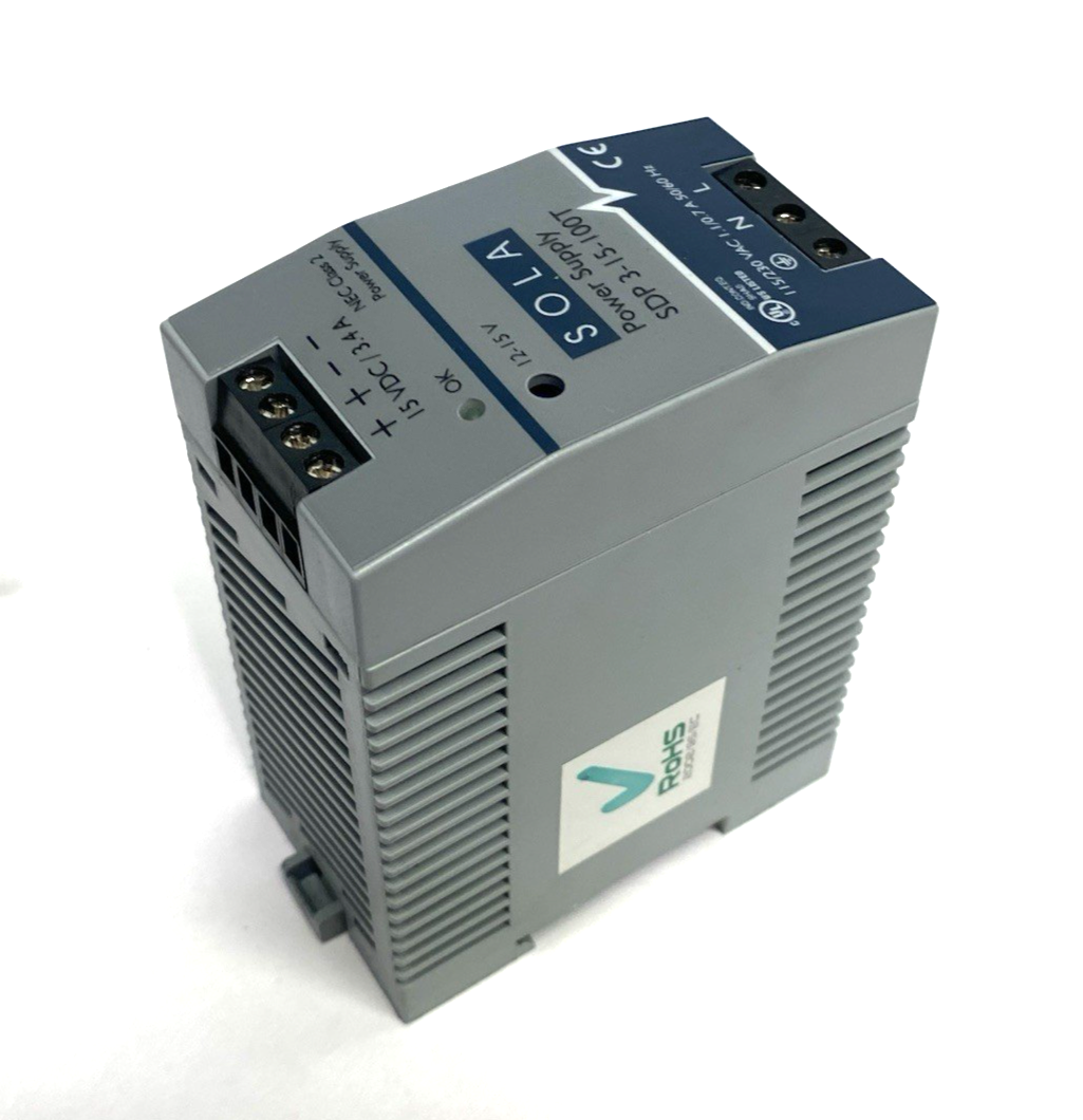 SDP 3-15-100T | EGS Sola/Hevi-Duty Power Supply DIN Rail 50W 15V - Used - Maverick Industrial Sales