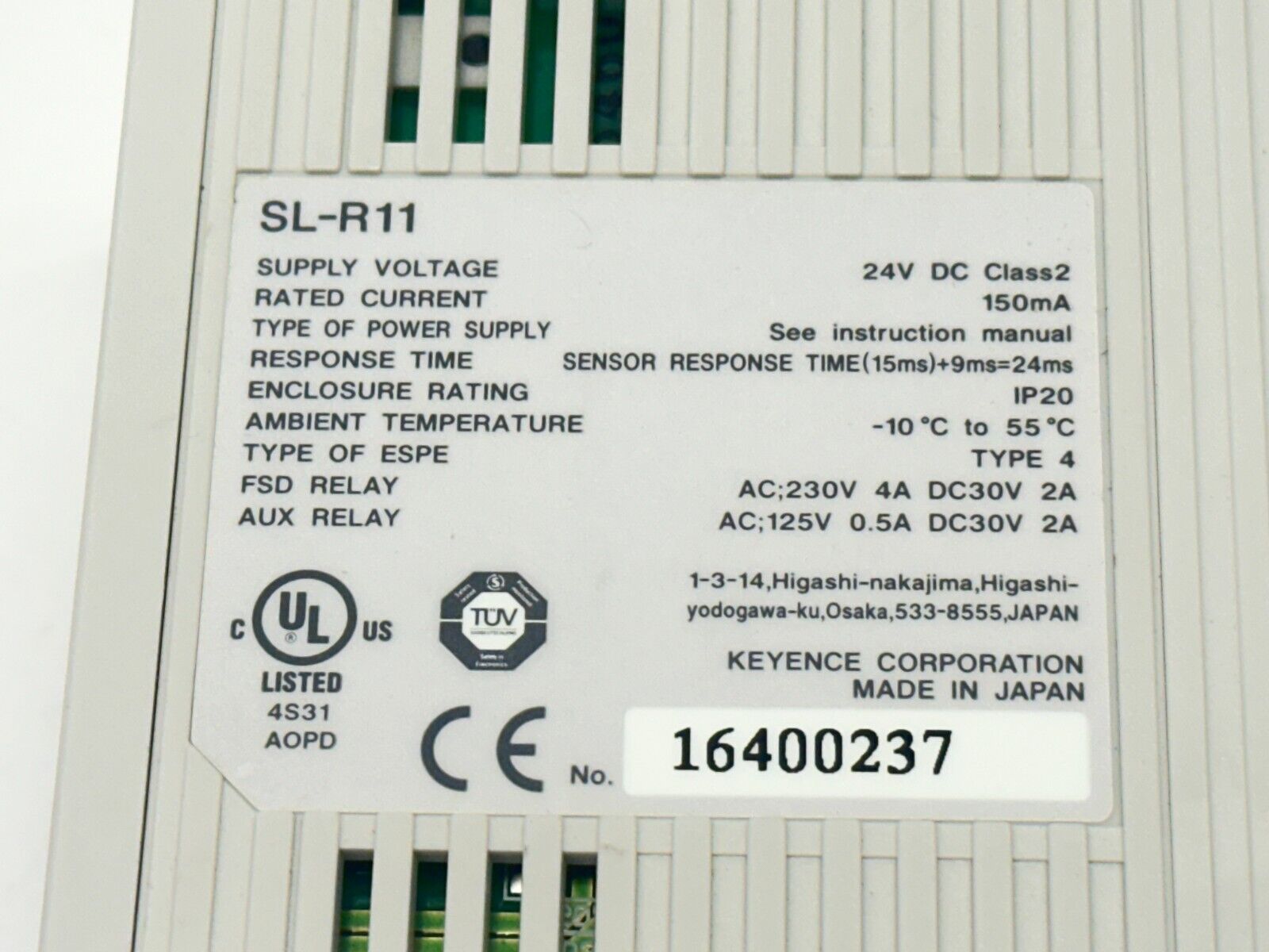 Keyence SL-R11 Safety Control Unit 150mA 24VDC DAMAGED - Maverick Industrial Sales