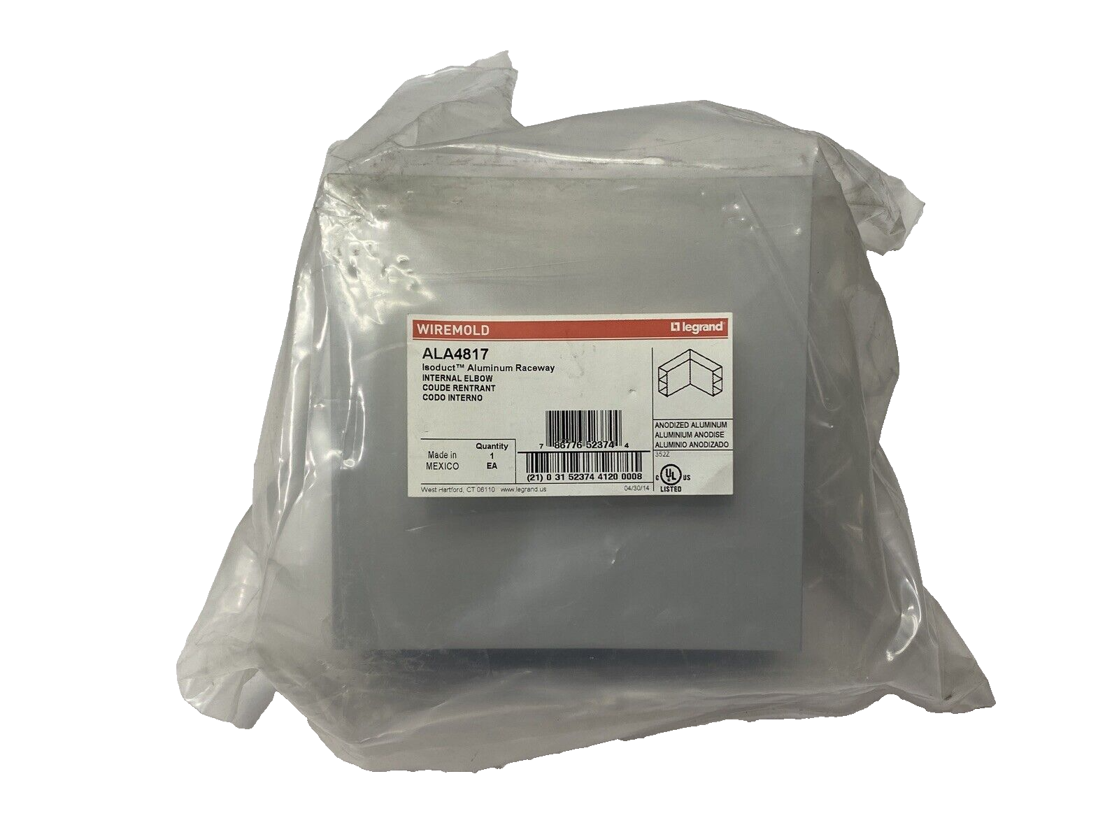 Wiremold ALA4817 Internal Right Angle Elbow Aluminum Raceway - Maverick Industrial Sales