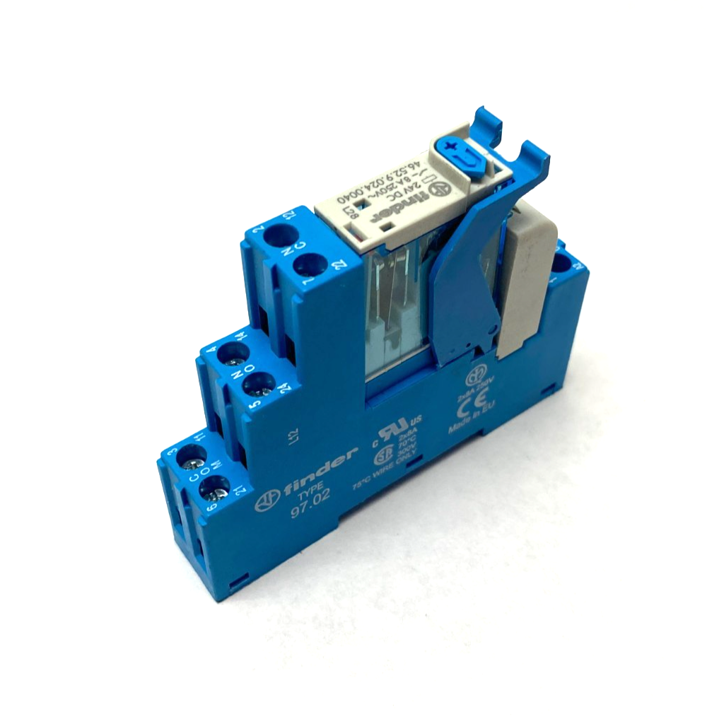 Finder 46.52.9.024.0040 Gen Purpose Relay 99.02.9.024.99 Indicator & 97.02 Base - Maverick Industrial Sales