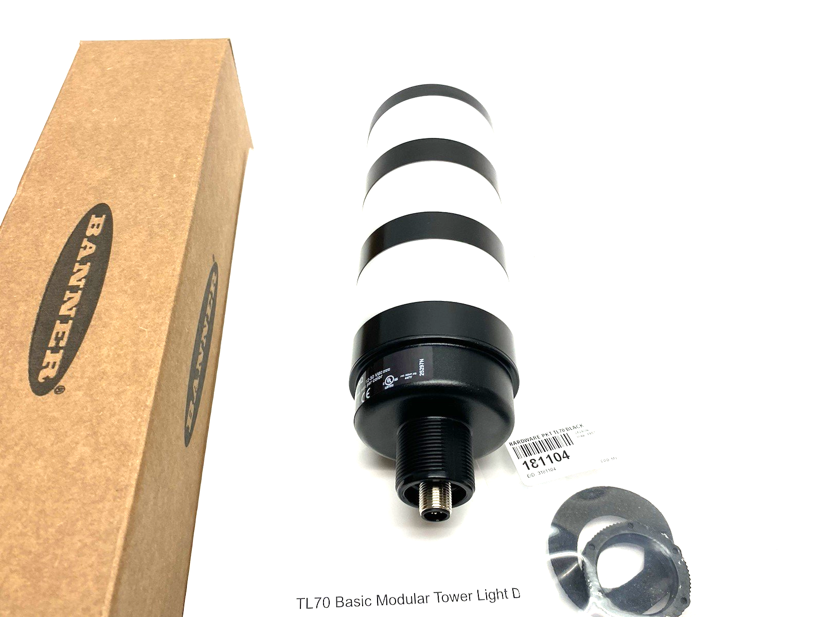 TL70B-GYRQ | Banner 70mm Basic Tower Light, 3-Color Indicator, Black House 814501 - New – Open box - Maverick Industrial Sales