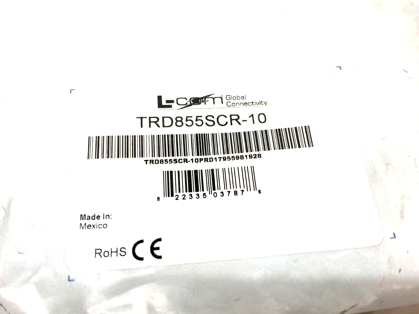 L-Com TRD855SCR-10 Cat5e Shielded Ethernet Cable Assembly Double Ended - Maverick Industrial Sales
