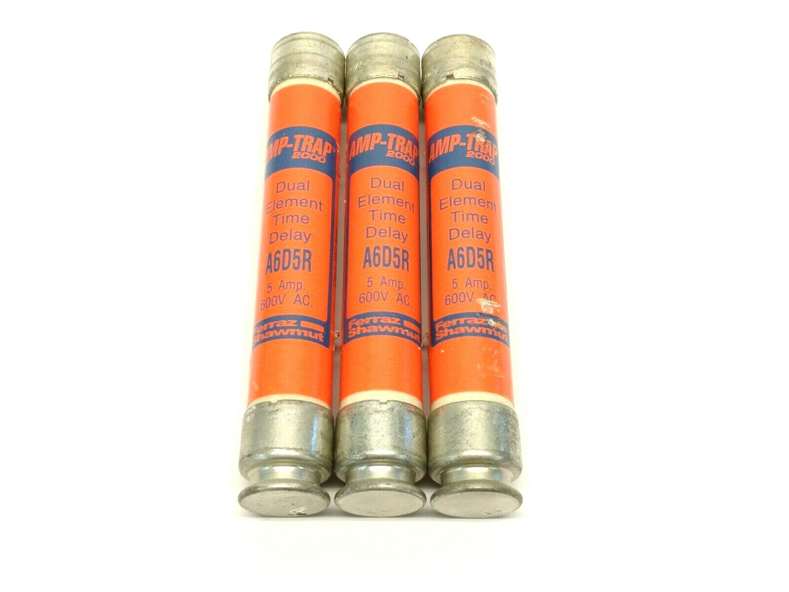 Ferraz Shawmut A6D5R Amp-Trap 2000 Time-Delay Fuse 600V AC/DC 5A LOT OF 3 - Maverick Industrial Sales