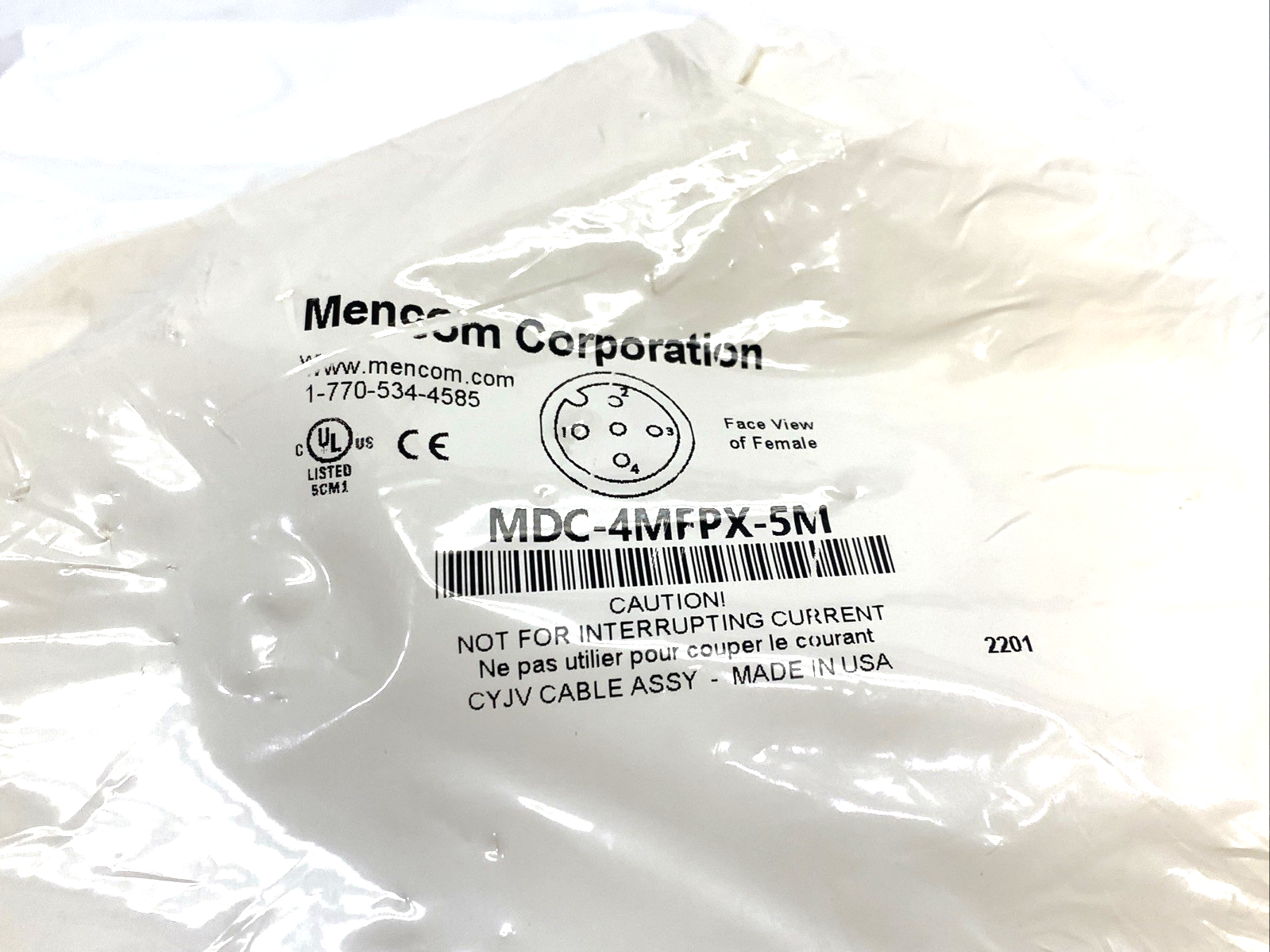 MDC-4MFPX-5M | Mencom Cordset M12 Male To Female 4-Pin 5m - New - Maverick Industrial Sales
