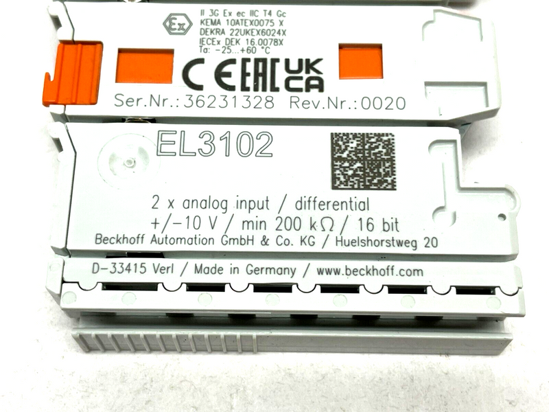 Beckhoff EL3102 EtherCAT Terminal 2-Channel Analog Input Voltage - Maverick Industrial Sales