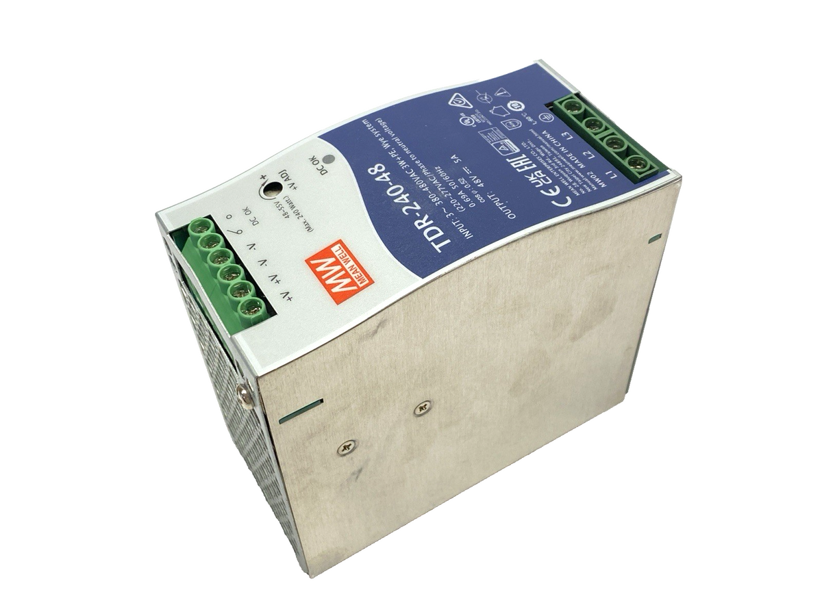 TDR-240-48 | Mean Well Industrial DIN Rail Power Supply 3-Phase 5A 48V 240W - New – Open box - Maverick Industrial Sales