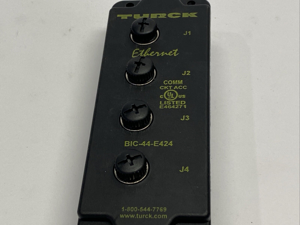 U3-00003, BIC-44-E424 | Turck BIC-44-E424 Wall/Panel Industrial Ethernet Connector Panel 4x M12 U3-00003 - Used - Maverick Industrial Sales