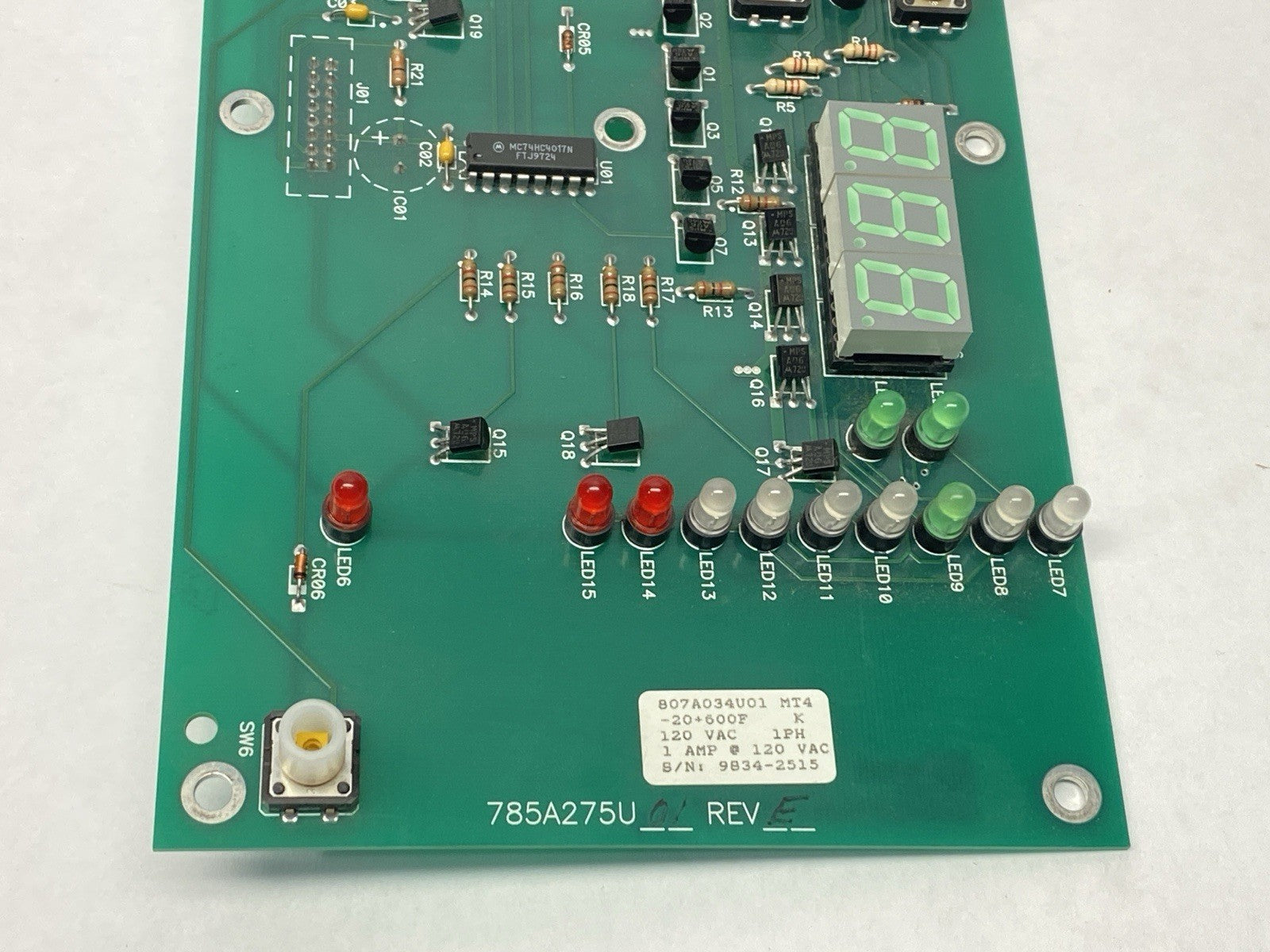 807A034U01 | Conair Thermolator MT4 Board 1A 120VAC 785A275U01 Rev E - Used - Maverick Industrial Sales