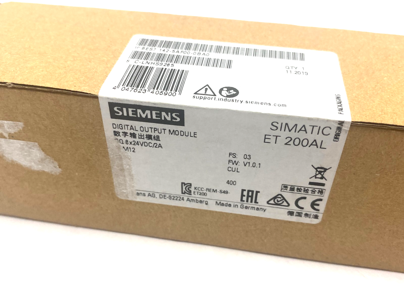 Siemens 6ES7 142-5AF00-0BA0 SIMATIC ET 200AL Digital Output Module 8x24VDC/2A - Maverick Industrial Sales