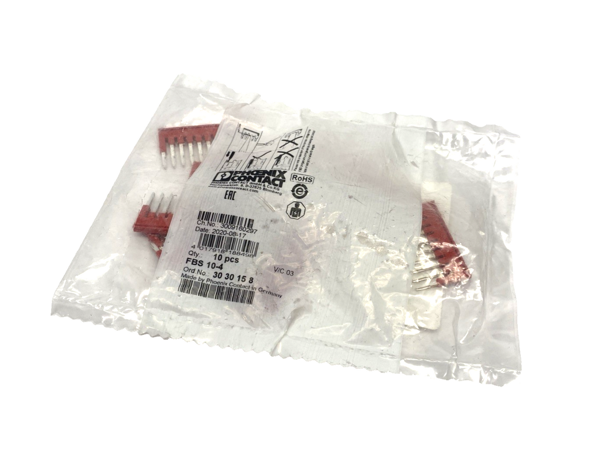 Phoenix Contact FBS 10-4 Plug-In Bridge 10-Pos. 4.2mm Pitch 17.5A 3030158 10-PK - Maverick Industrial Sales