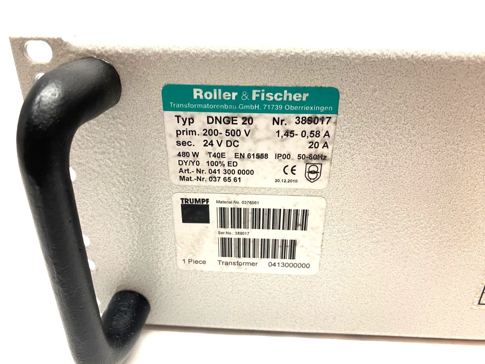 Trumpf Roller & Fischer DGE 20 Power Supply Unit 20A 200-500V 0413000000 - Maverick Industrial Sales