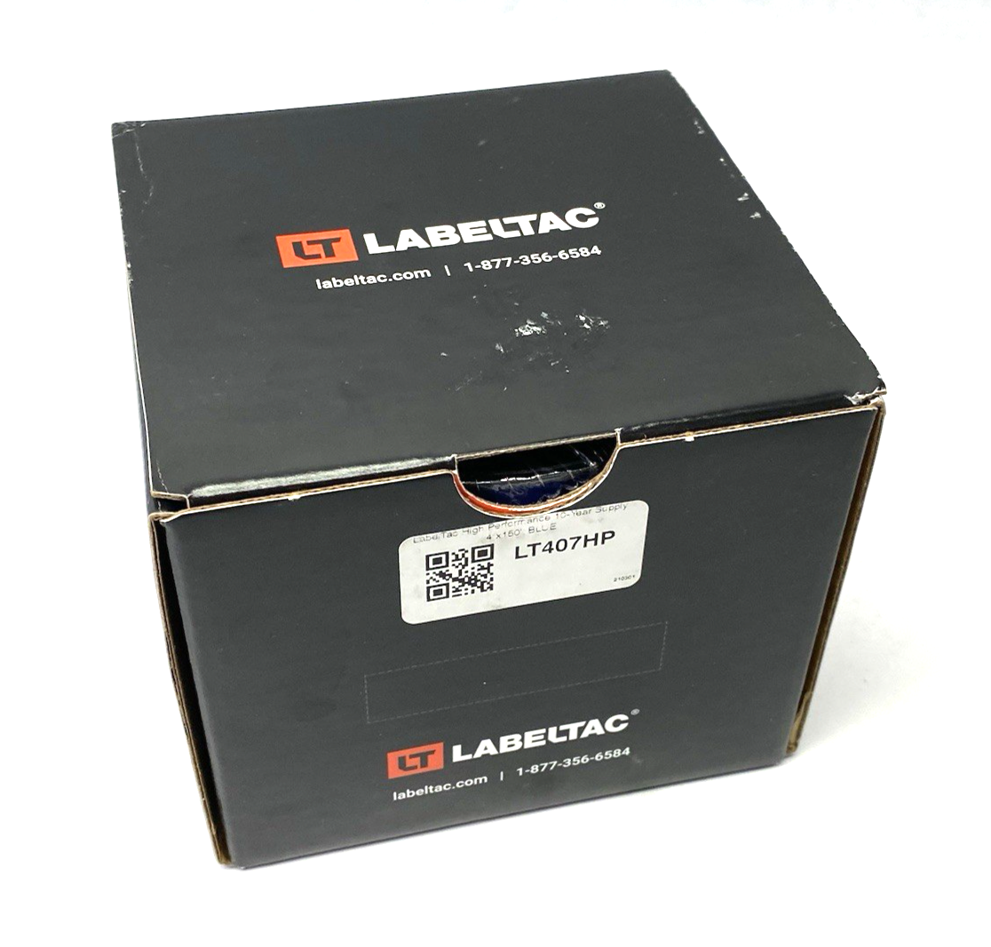 LT407HP | LabelTac Pro Model High Perf. 10 Year Vinyl Label, Blue, 4" x 150' Roll - New – Open box - Maverick Industrial Sales