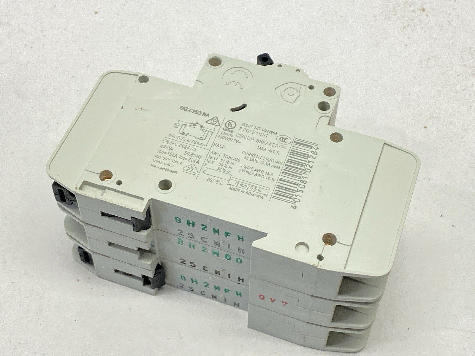 Eaton FAZ-C25/3-NA Miniature Circuit Breaker 3P 25A 277/480V - Maverick Industrial Sales