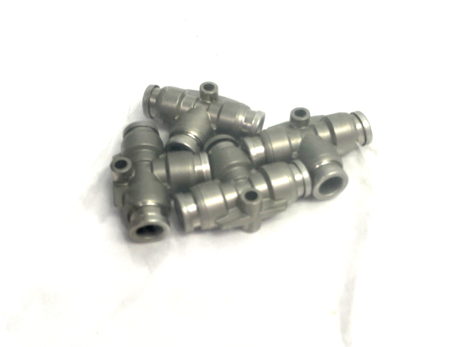 SMC KQB2T06-00 Union Tee Fitting, Metal, Nickel-Plated LOT OF 4 - Maverick Industrial Sales