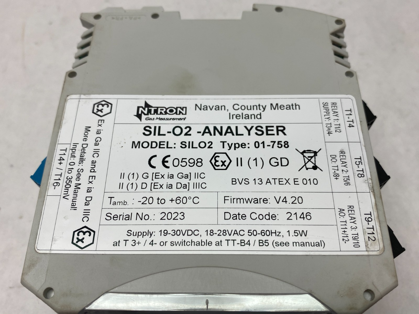 NTron Measurement SIL-O2-ANALYSER Process Gas Analyser Unit SILO2, 01-758 - Maverick Industrial Sales