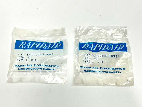 Rapidair 35100008 Poppet Item 40 Type 2 C-D LOT OF 2 - Maverick Industrial Sales