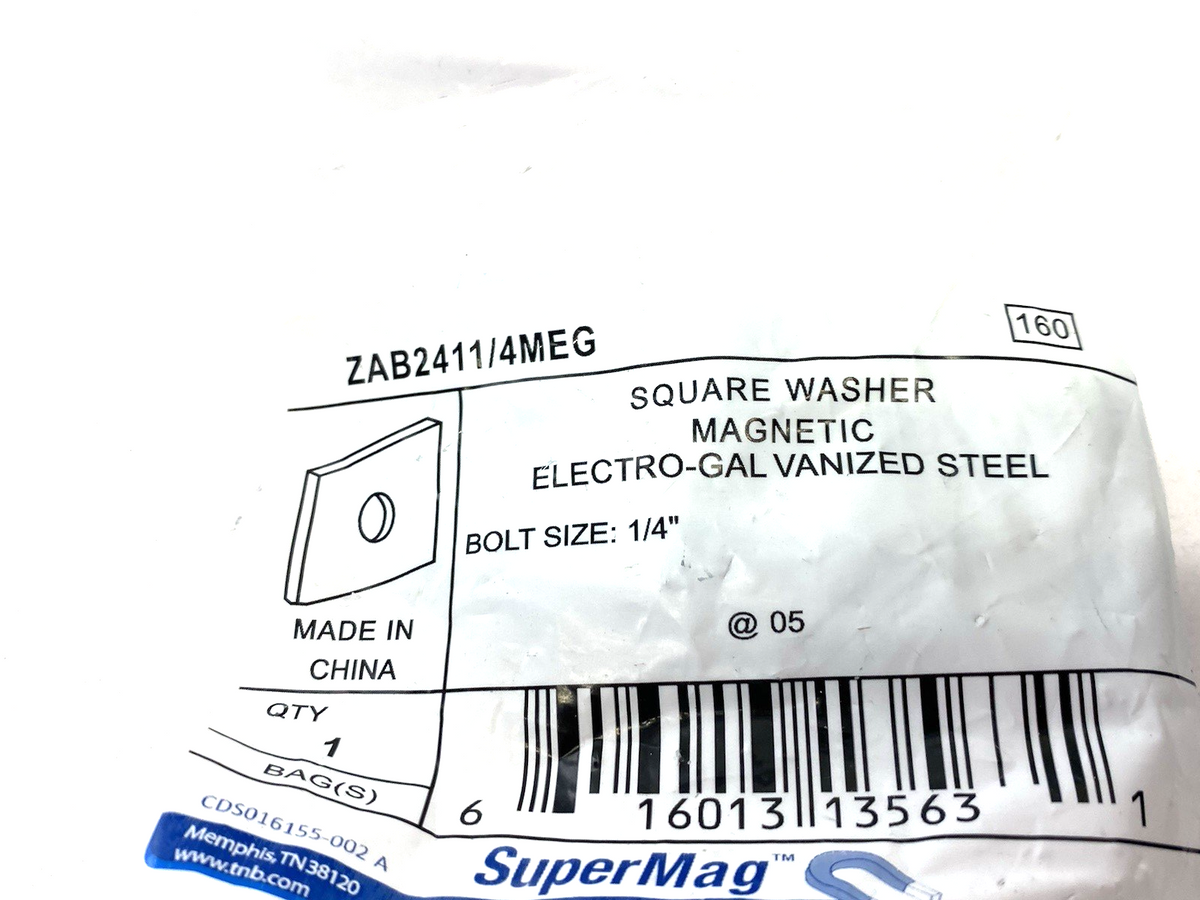 ZAB2411/4MEG | Thomas & Betts Square Washer Magnetic Electro-Gal. Steel PKG OF 5 - New - Maverick Industrial Sales