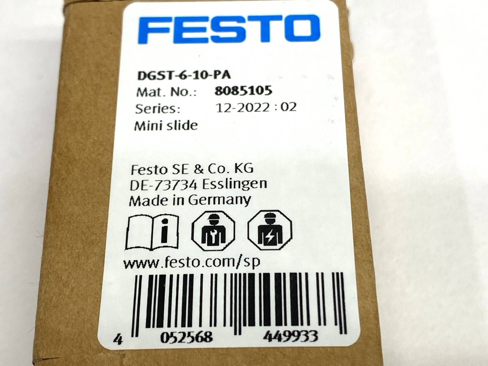 Festo DGST-6-10-PA Pneumatic Mini Slide Actuator 6mm Bore 10mm Stroke 8085105 - Maverick Industrial Sales