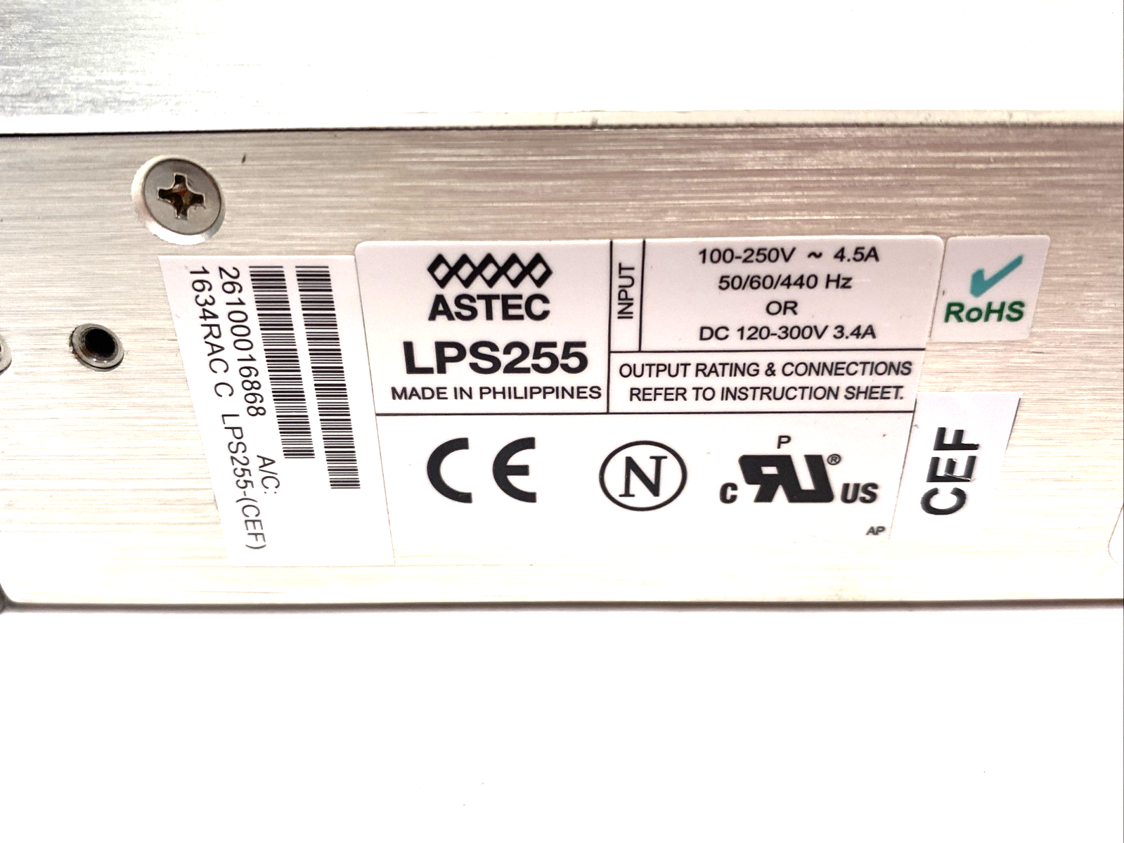 LPS255 | Astec Synrad DC-1 Power Supply Unit 100-250V~4.5A or 120-300VDC 3.4A - Used - Maverick Industrial Sales
