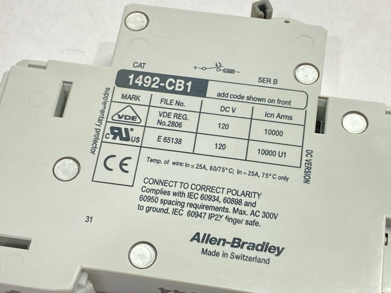Allen Bradley 1492-CB1DF030 Ser B Circuit Breaker 1-Pole 3A 300V - Maverick Industrial Sales