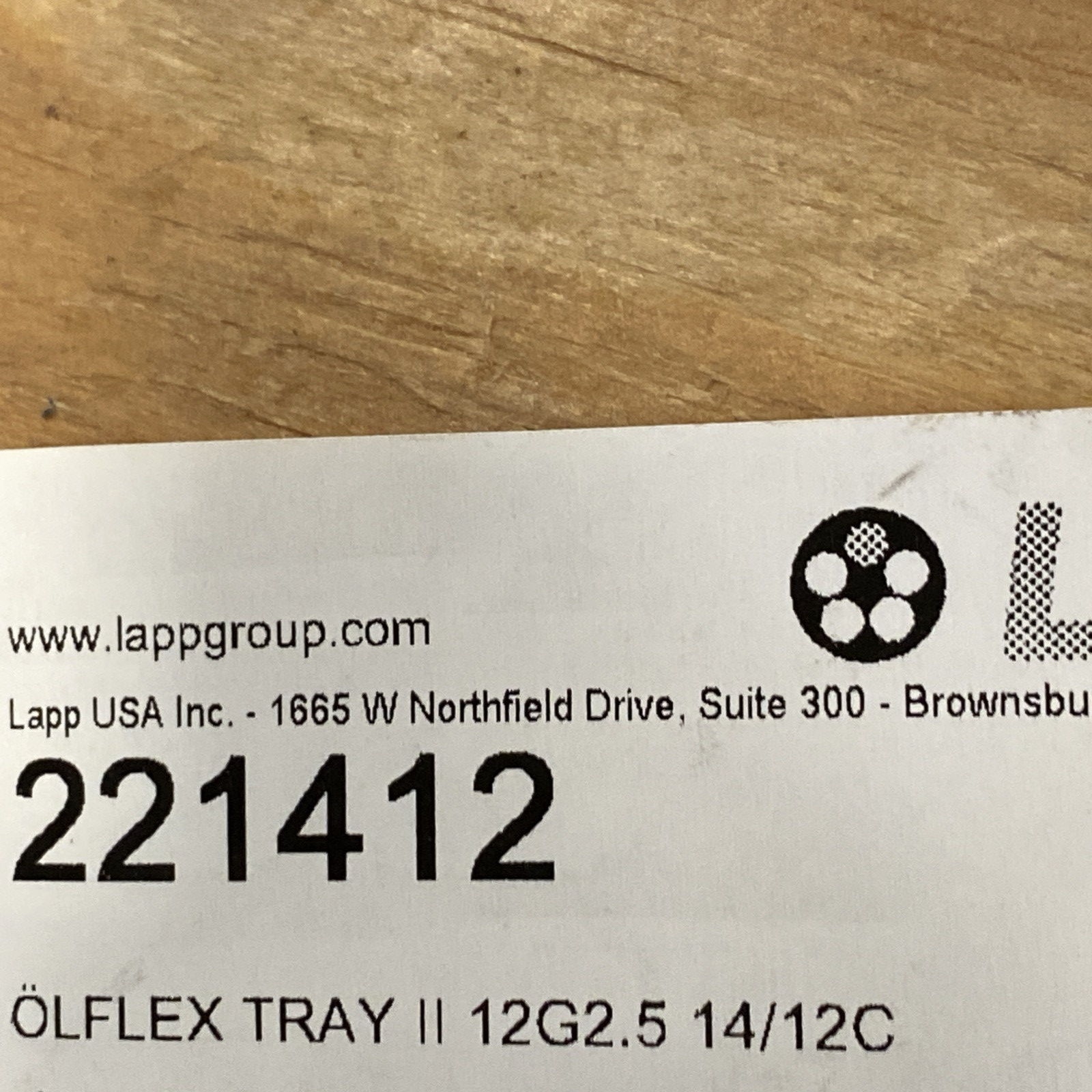 LAPP 221412 Cable OLFLEX TRAY II 12G2.5 14/12C 76-FT 12C 14 AWG Black - Maverick Industrial Sales