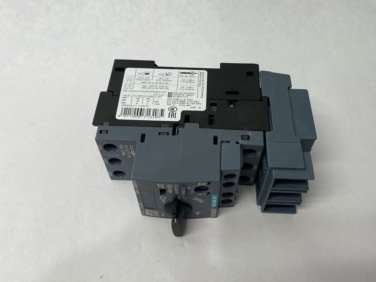 Siemens 3RV2411-1JA10 SIRIUS Circuit breaker size S00 for transformer protection - Maverick Industrial Sales