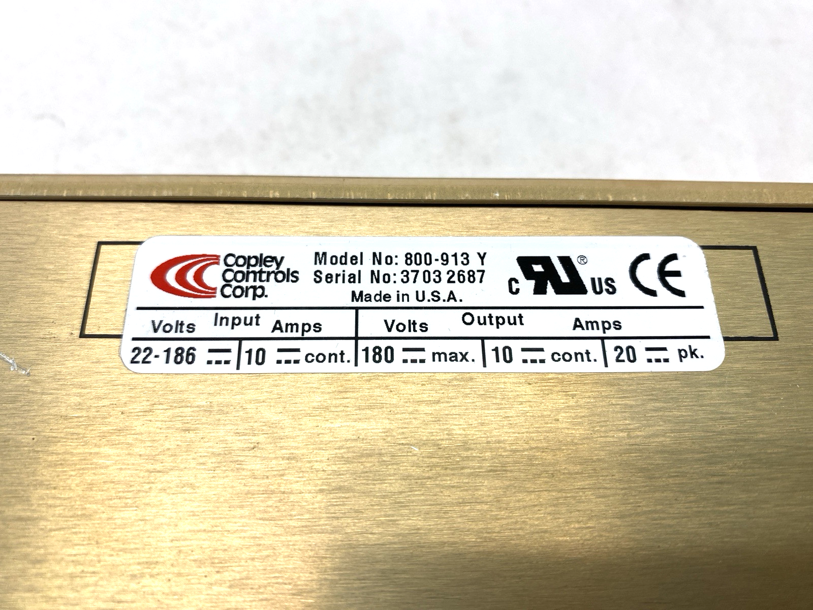 Copley Controls Corp. 800-913 Y 22-186V 800-913Y Servo Drive - Maverick Industrial Sales
