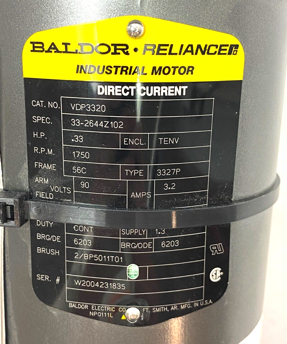 Baldor Reliance VDP3320 Direct Current Motor .33HP 1750rpm 56C Frame 33-2644Z102 - Maverick Industrial Sales