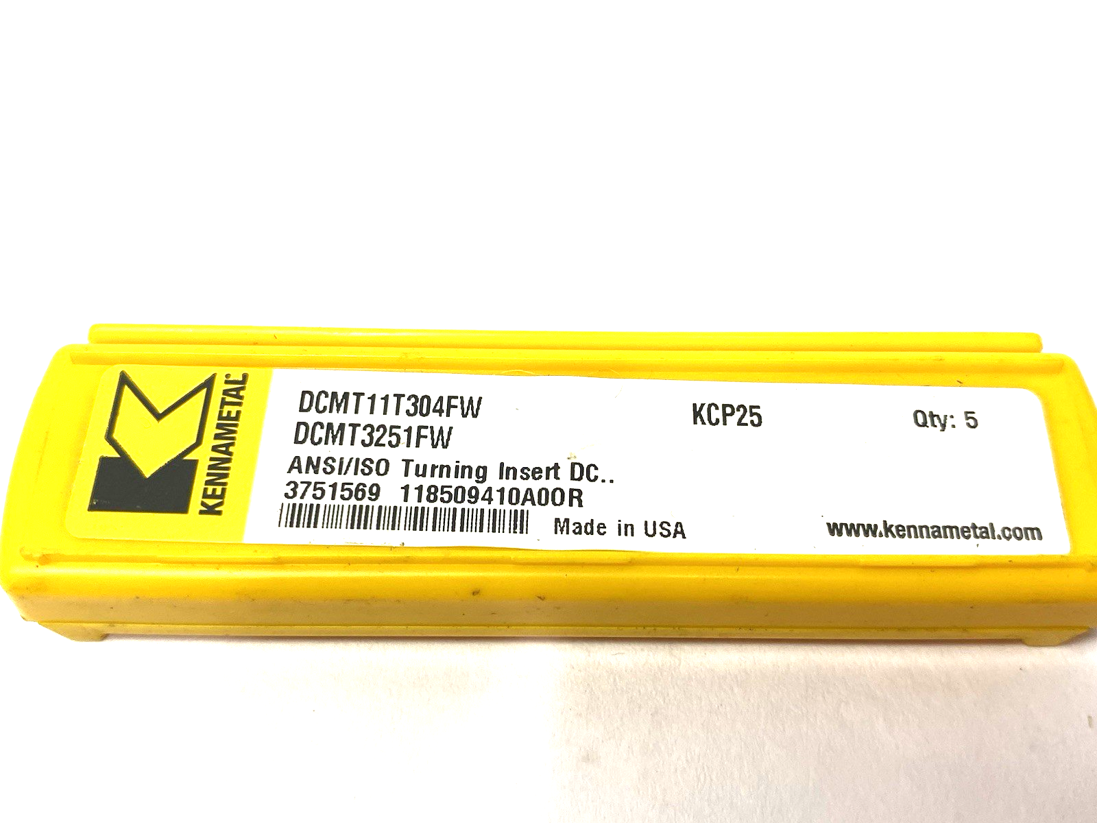 3751569 | Kennametal DCMT-FW Screw-On Inserts Grade KCP25 DCMT11T304FW PKG OF 3 - New - Maverick Industrial Sales