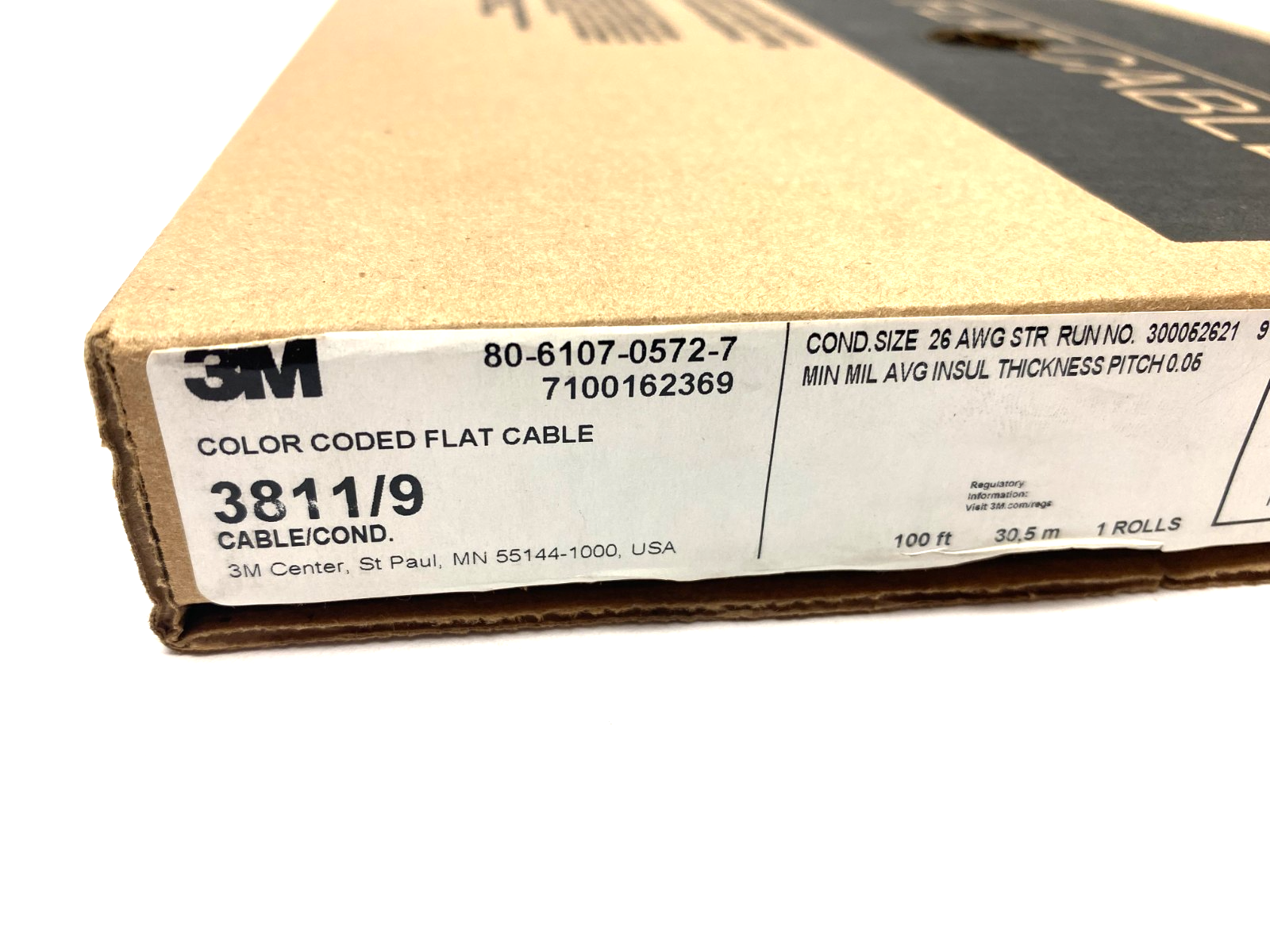 3M 7100162369 Color Coded Flat Cable, 3811 Series, 3811/9-Conductor BOX OF 100' - Maverick Industrial Sales