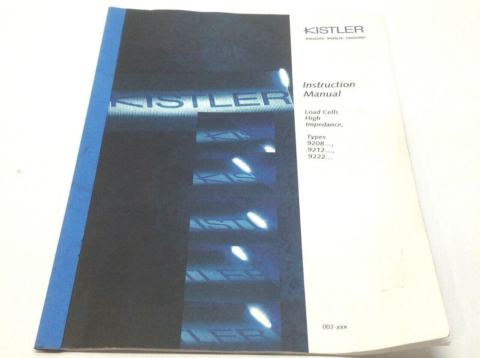 | Kistler 002-XXX Instruction Manual for Load Cell Types 9208..., 9212 ...