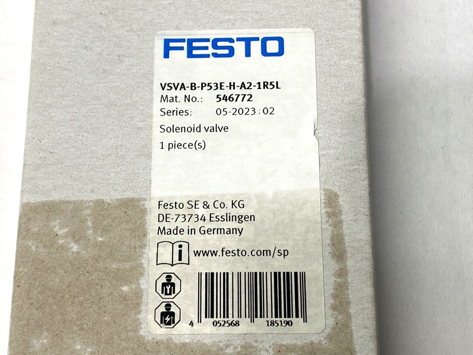Festo VSVA-B-P53E-H-A2-1R5L Solenoid Valve 546772 - Maverick Industrial Sales