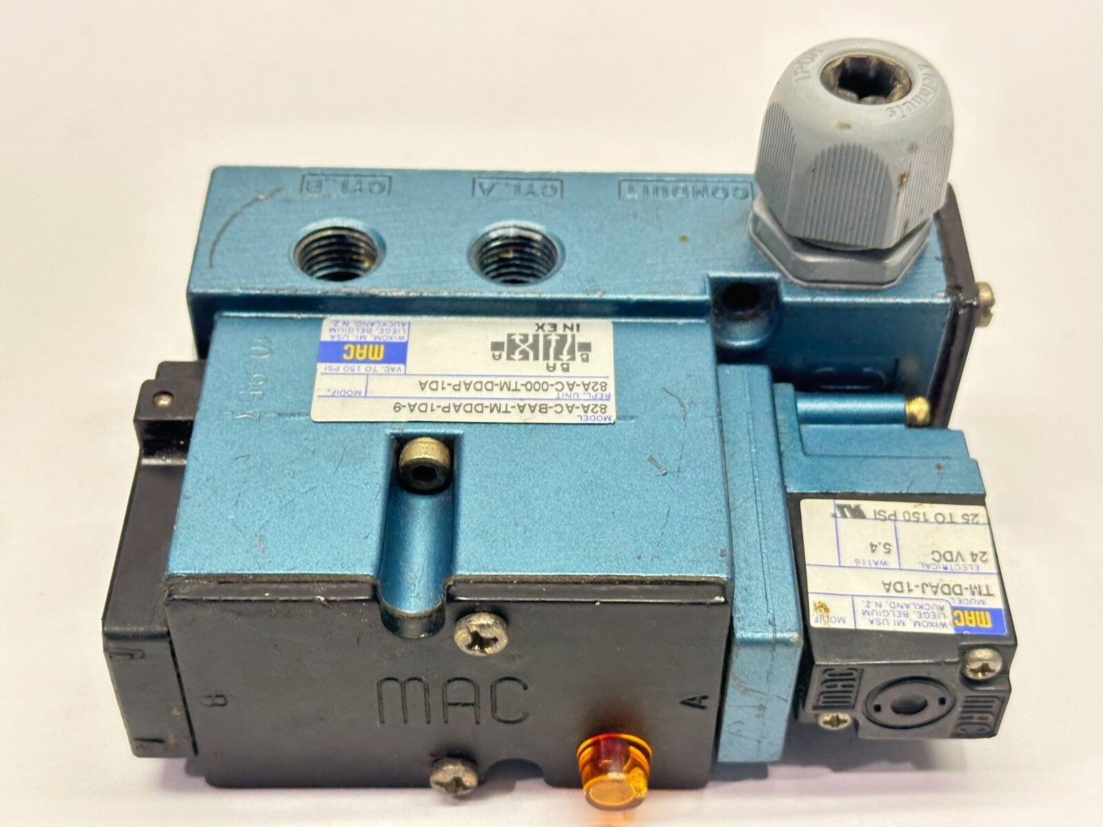 MAC Valves 82A-AC-BAA-TM-DDAP-1DA-9 Pneumatic Solenoid Valve Manifold 4-Port - Maverick Industrial Sales