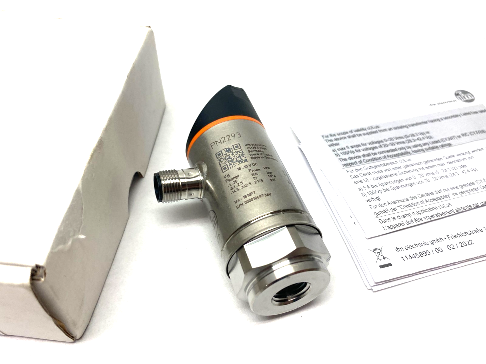 Ifm PN2293 Pressure Sensor w/ Digital Display PN-025-REN14-MFRKG/US/ /V - Maverick Industrial Sales