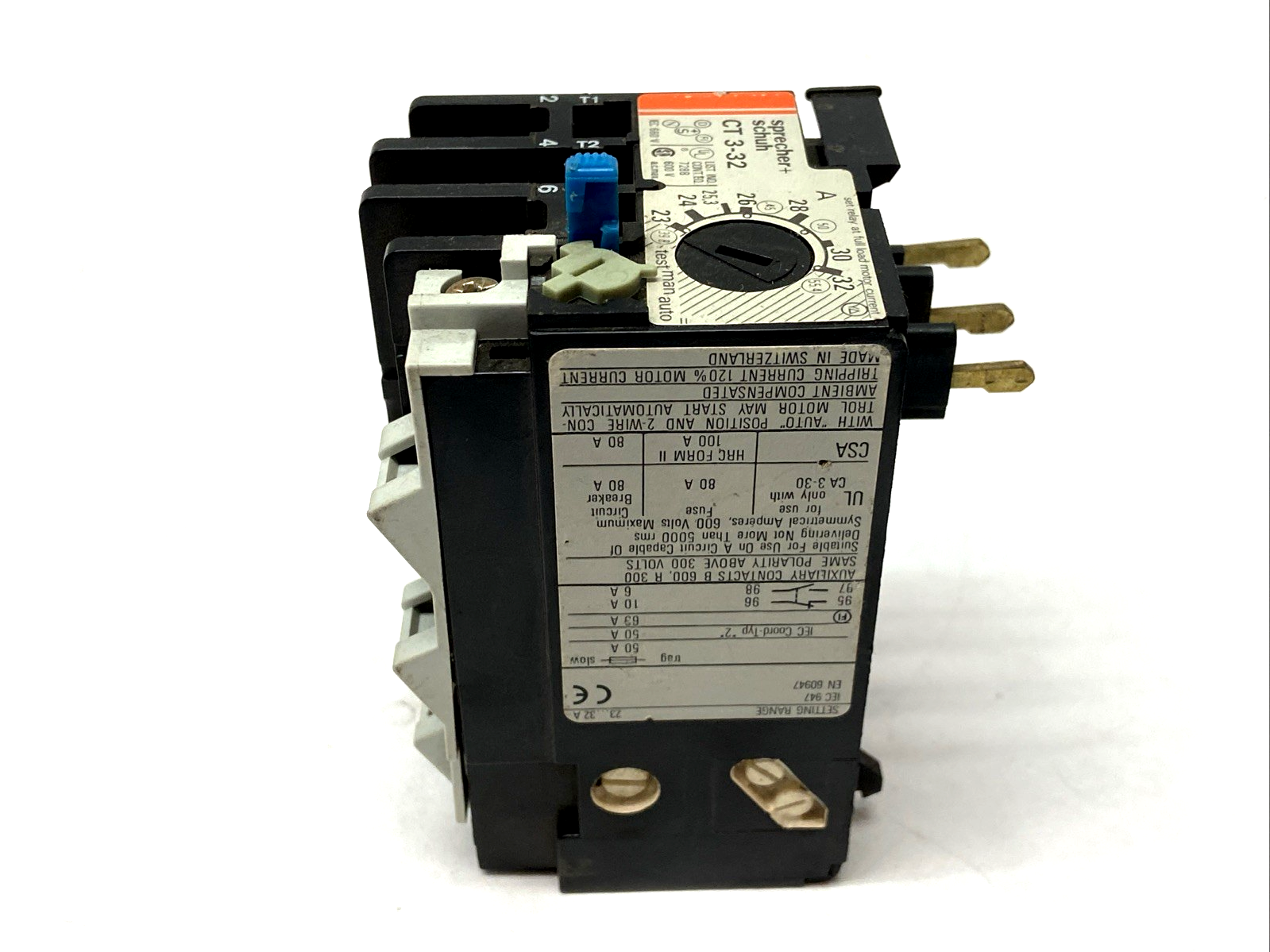 Sprecher+Schuh CT3-32 Thermal Overload Relay 3-Pole 23-32A - Maverick Industrial Sales