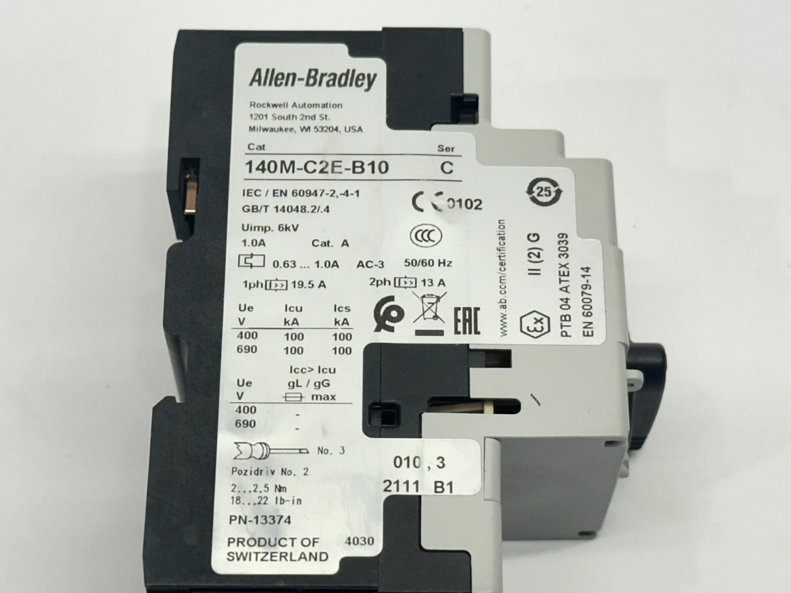Allen Bradley 140M-C2E-B10 Ser C Motor Protector / Circuit Breaker 1A 3P - Maverick Industrial Sales