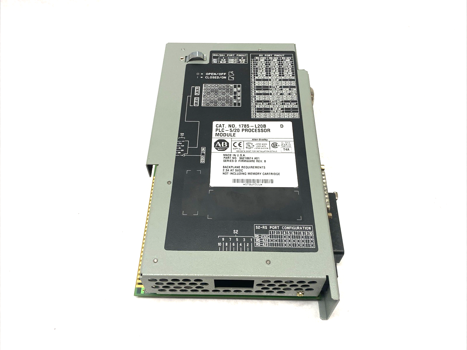 1785-L20B | Allen Bradley Ser. D PLC-5/20 Processor Module MISSING LOCK LATCH - Used - Maverick Industrial Sales