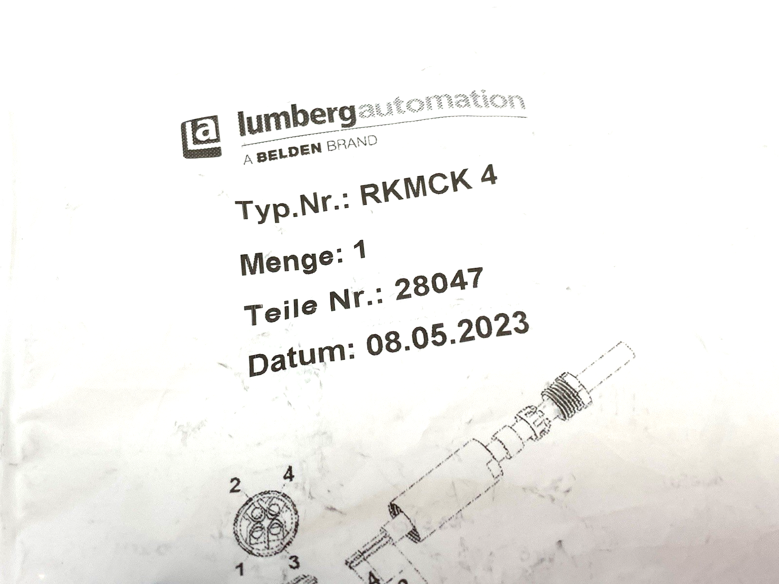 Lumberg Automation RKMCK 4 Round M8 4-Pin Field Wireable Connector 28047 - Maverick Industrial Sales