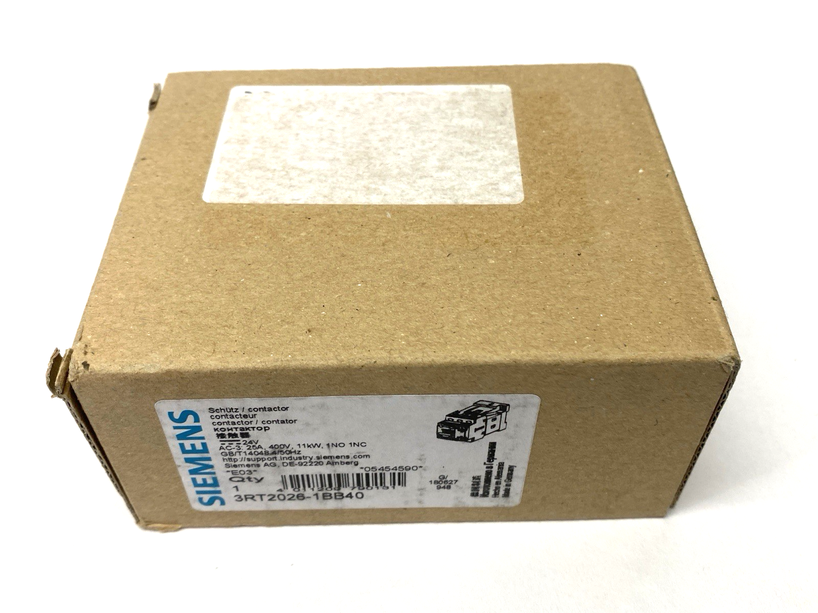 Siemens 3RT2026-1BB40 SIRIUS Power Contactor 3-Pole 400V 11kW 25A - Maverick Industrial Sales