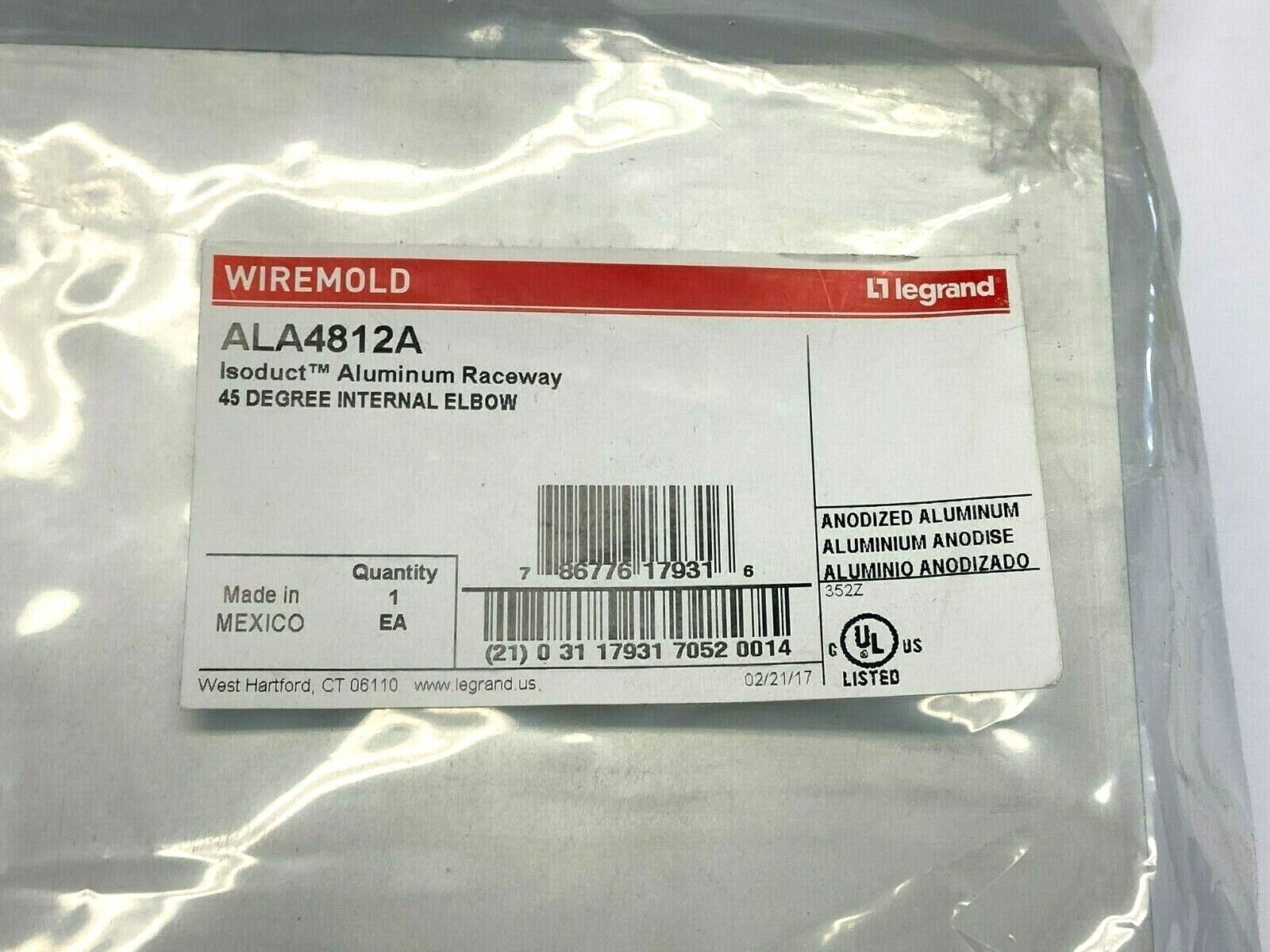 Wiremold ALA4812A Isoduct Aluminum Raceway 45 Degree Internal Elbow - Maverick Industrial Sales