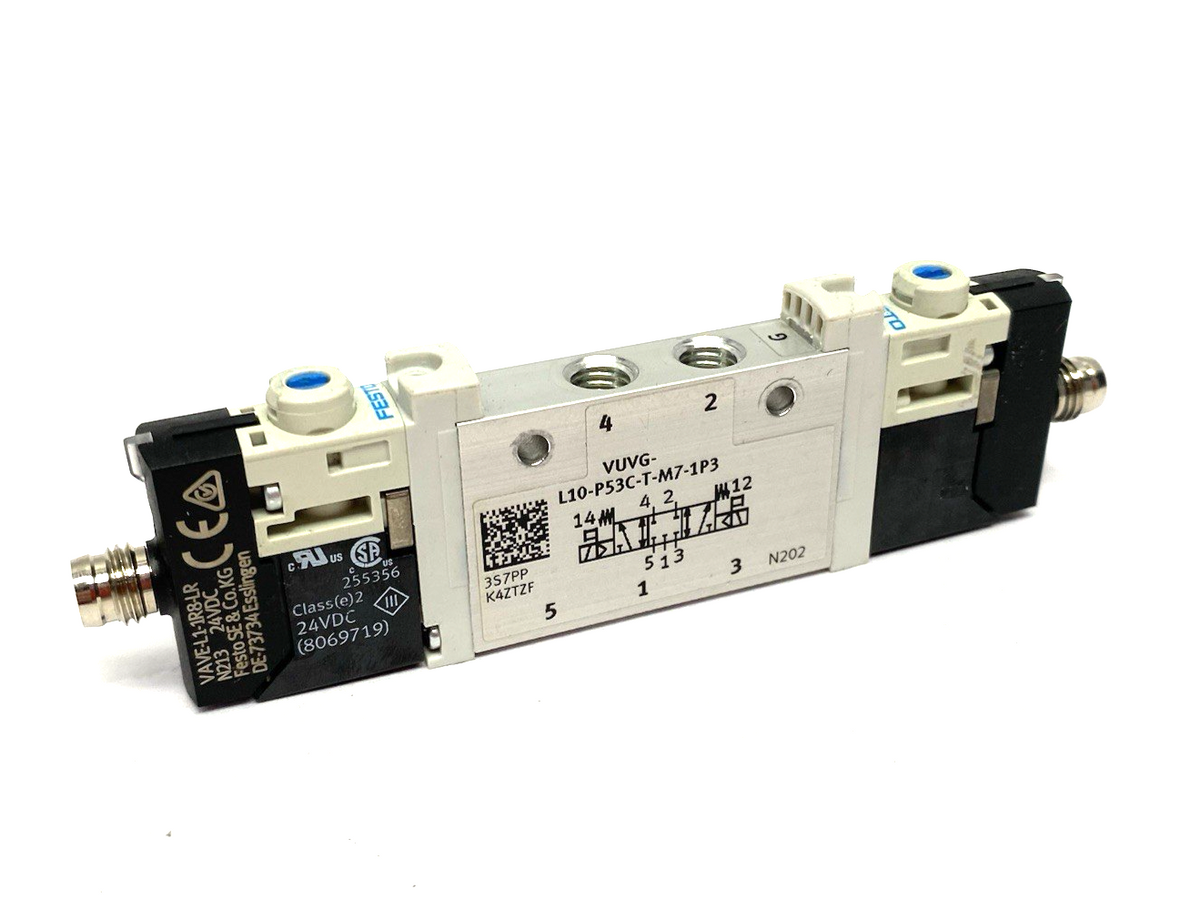 Festo VUVG-L10-P53C-T-M7-1P3 Air Pilot Control Solenoid Valve 5/3 Closed, 566476 - Maverick Industrial Sales