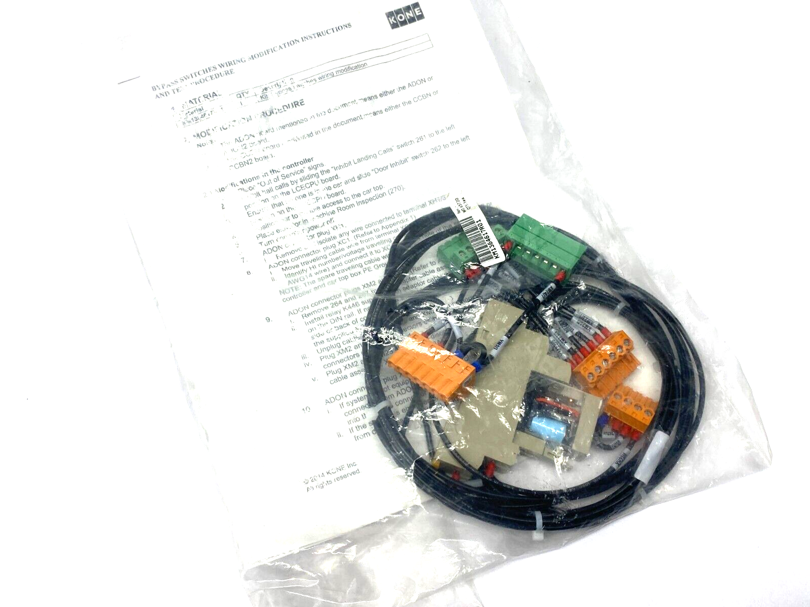 Kone KM1364617R01 Bypass Switch Wiring Harness Mod - Maverick Industrial Sales
