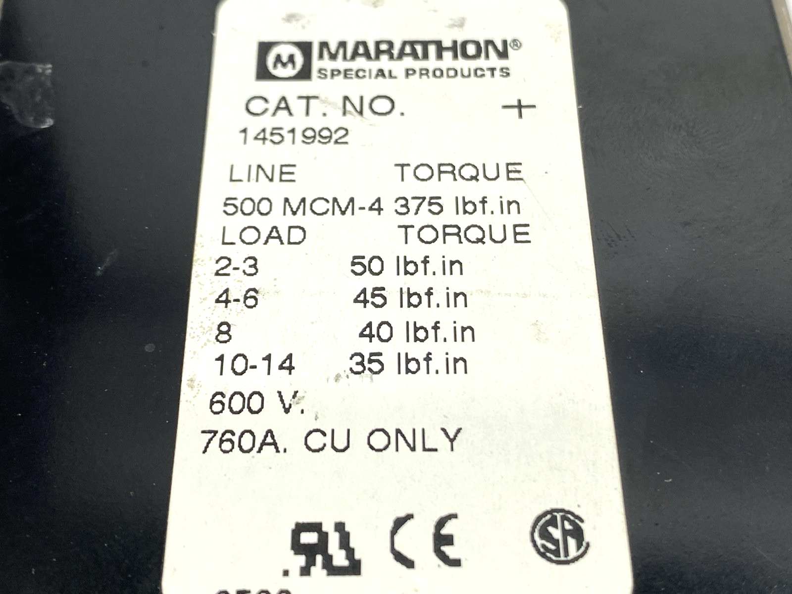 Marathon 1451992 Power Terminal Block 600V 760A - Maverick Industrial Sales