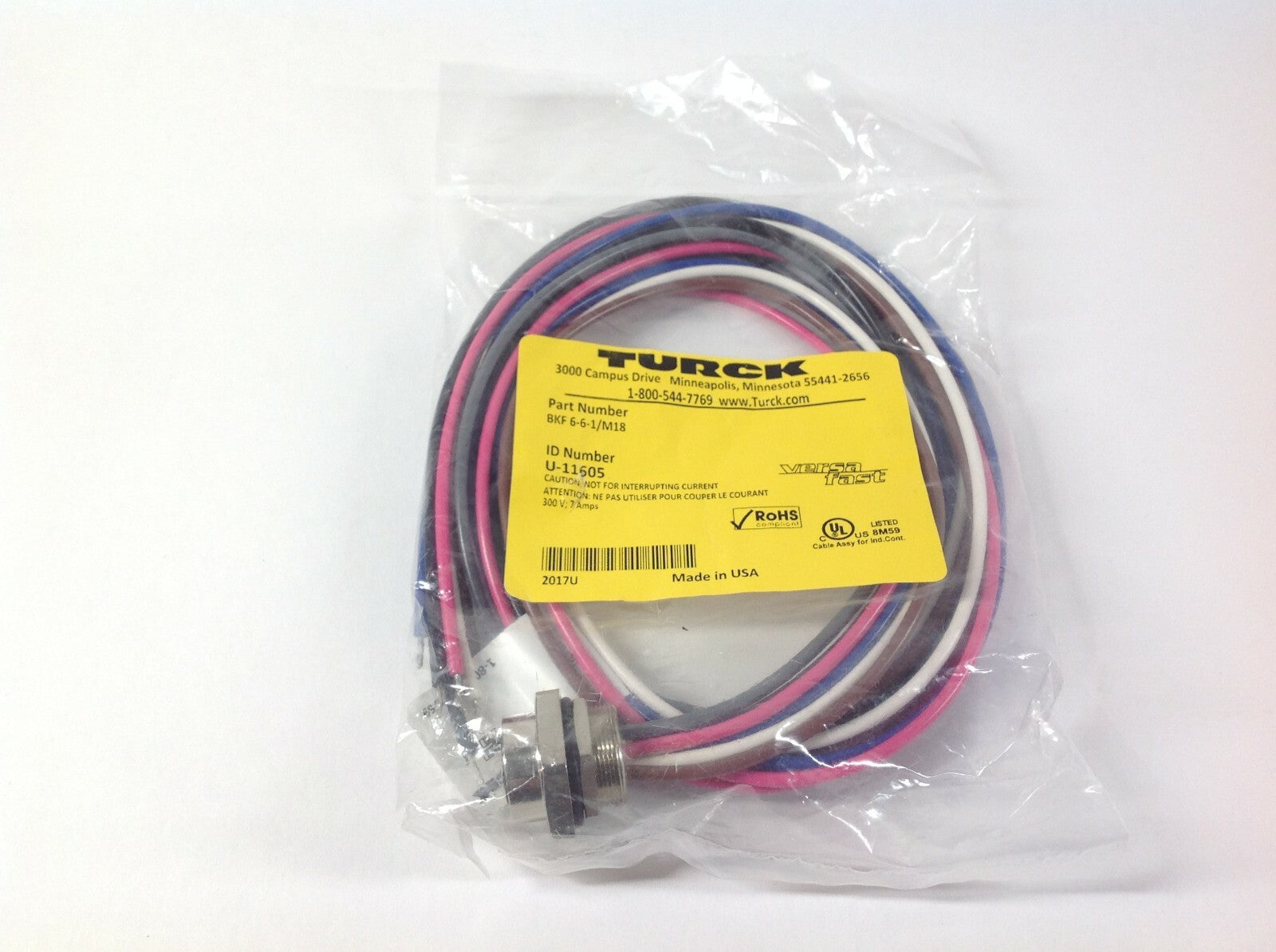 Turck BKF 6-6-1/M18 M Series Connector Cordset 6 Wire U-11605 - Maverick Industrial Sales