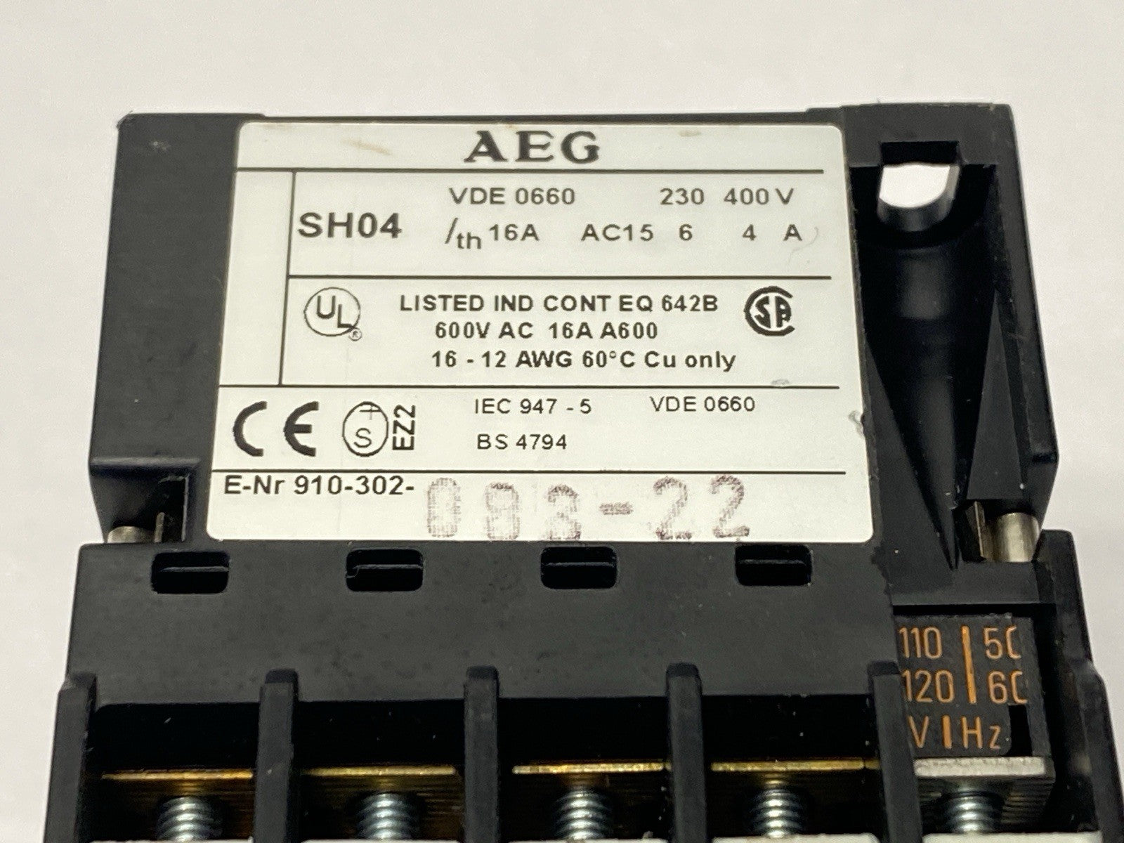 SH04-22Z | AEG Control Relay 16A 120V Coil - Used - Maverick Industrial Sales