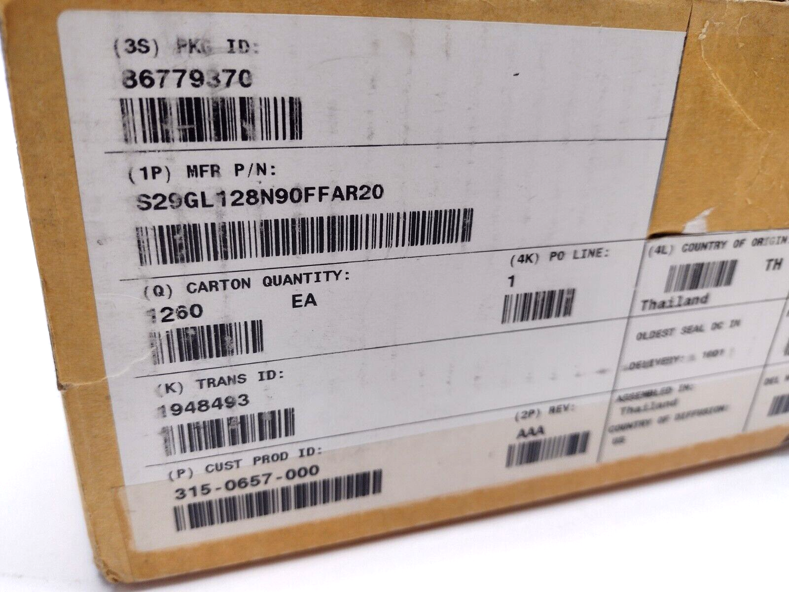 Infineon S29GL128N90FFAR22 IC FLASH 128MBIT PARALLEL 64FBGA NOR Memory 1260 PCS - Maverick Industrial Sales