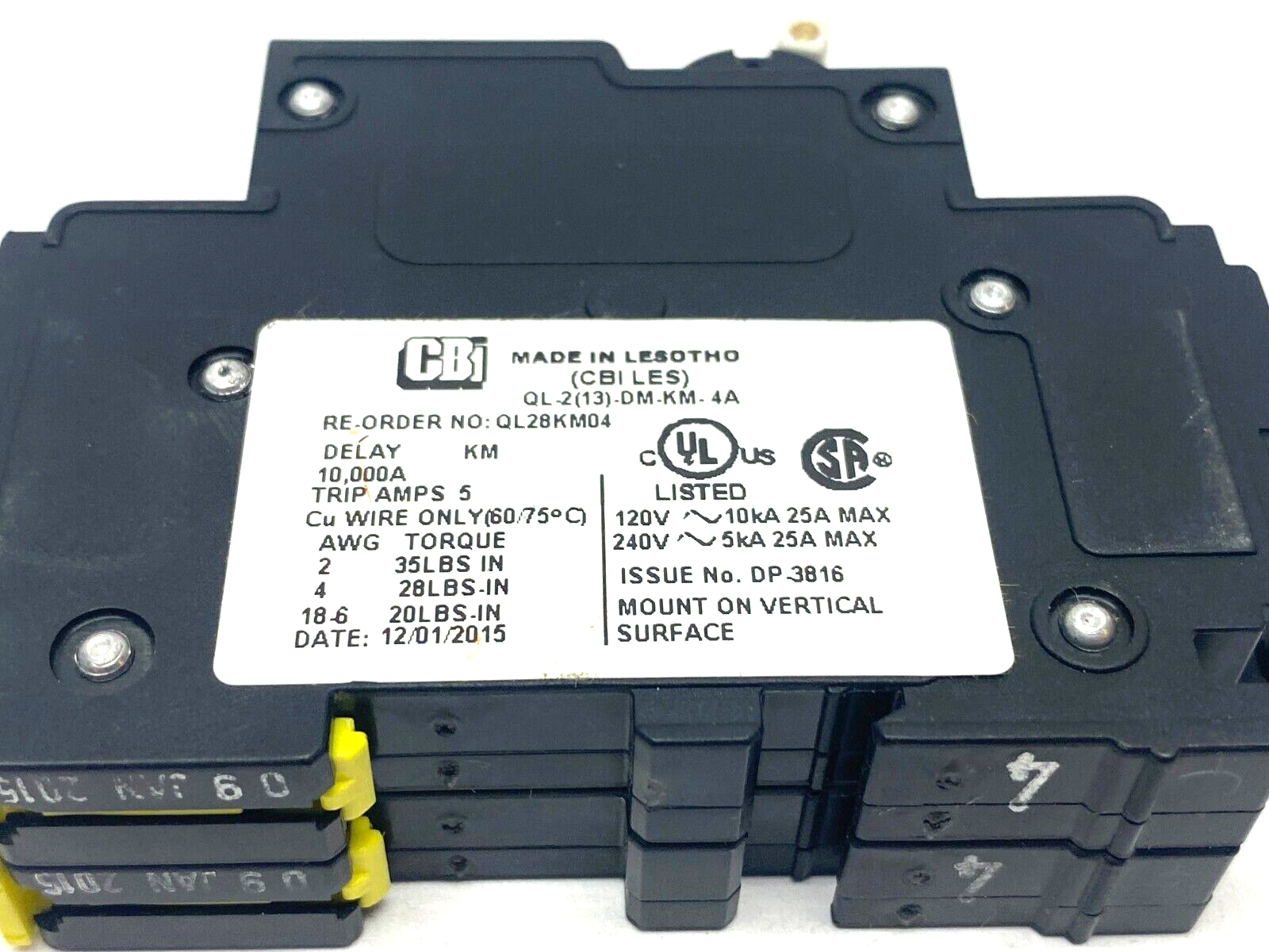 CBI QL28KM04 Circuit Breaker 2-Pole 4A QL-2(13)-DM-KM-4A - Maverick Industrial Sales
