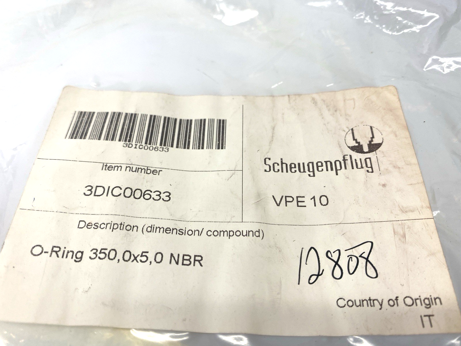 Scheugenpflug 3DIC00633 O-Ring 350.0 X 5.0 NBR LOT OF 10 - Maverick Industrial Sales