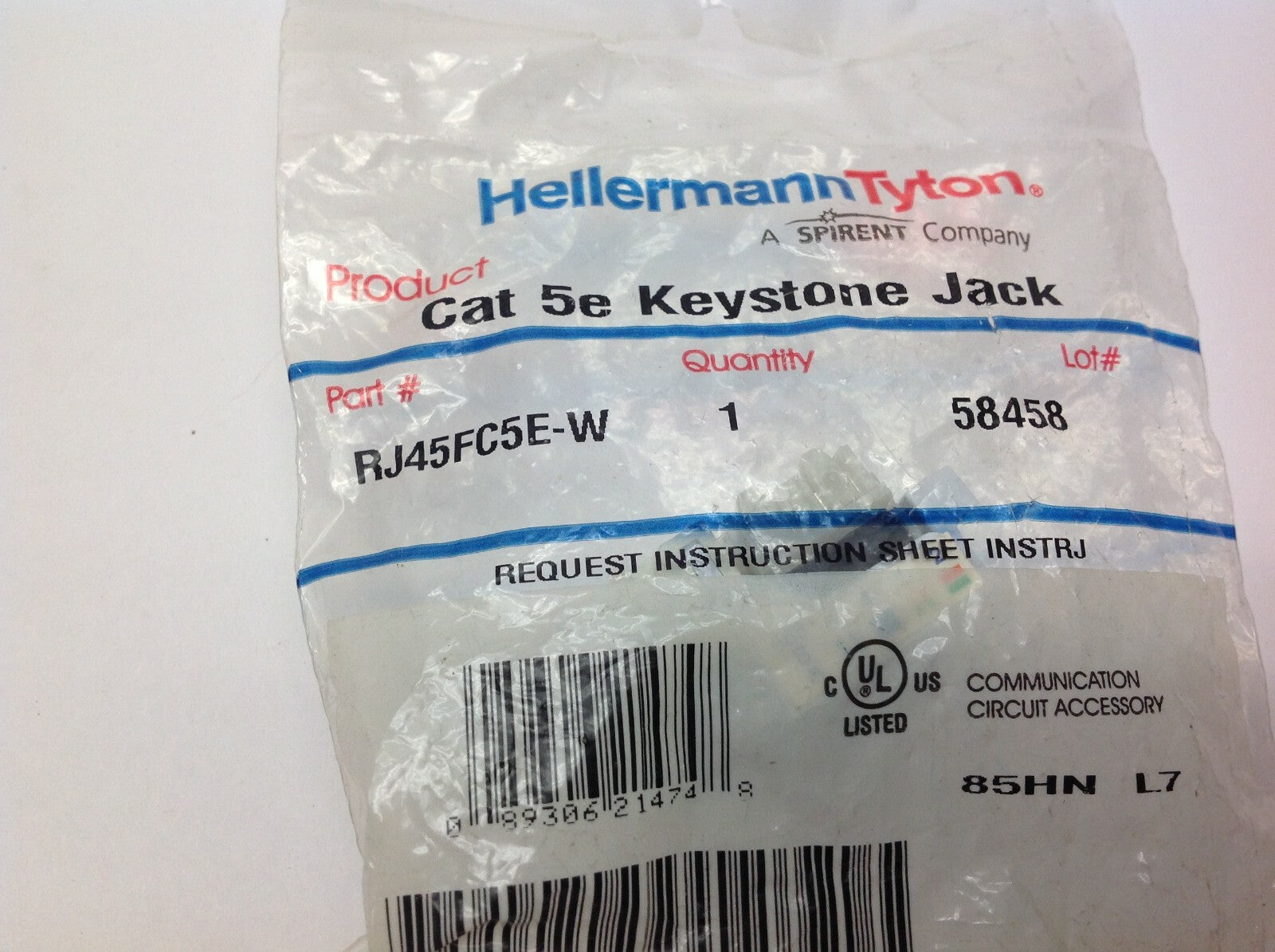 RJ45FC5E-W | Hellermann Tyton Cat 5e Keystone LOT OF 2 - Open box - Maverick Industrial Sales