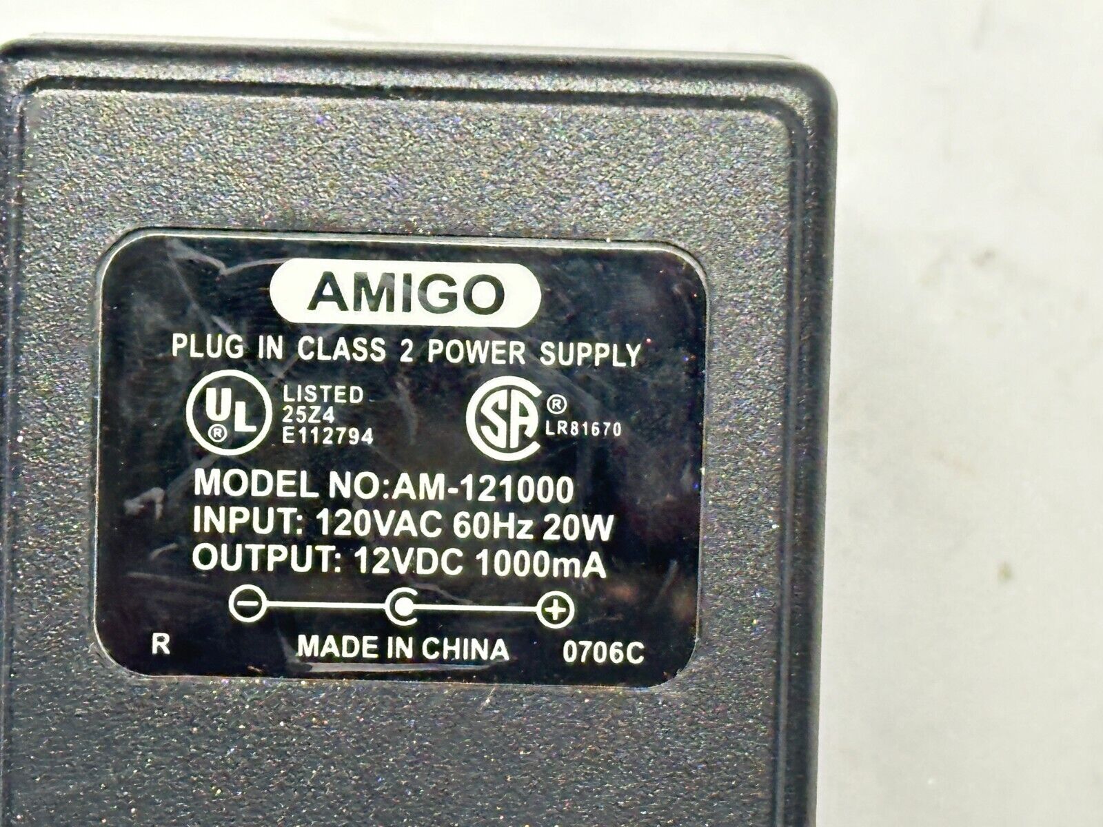 Amigo AM-121000 Plug In Class 2 Power Supply 1000mA 12VDC - Maverick Industrial Sales